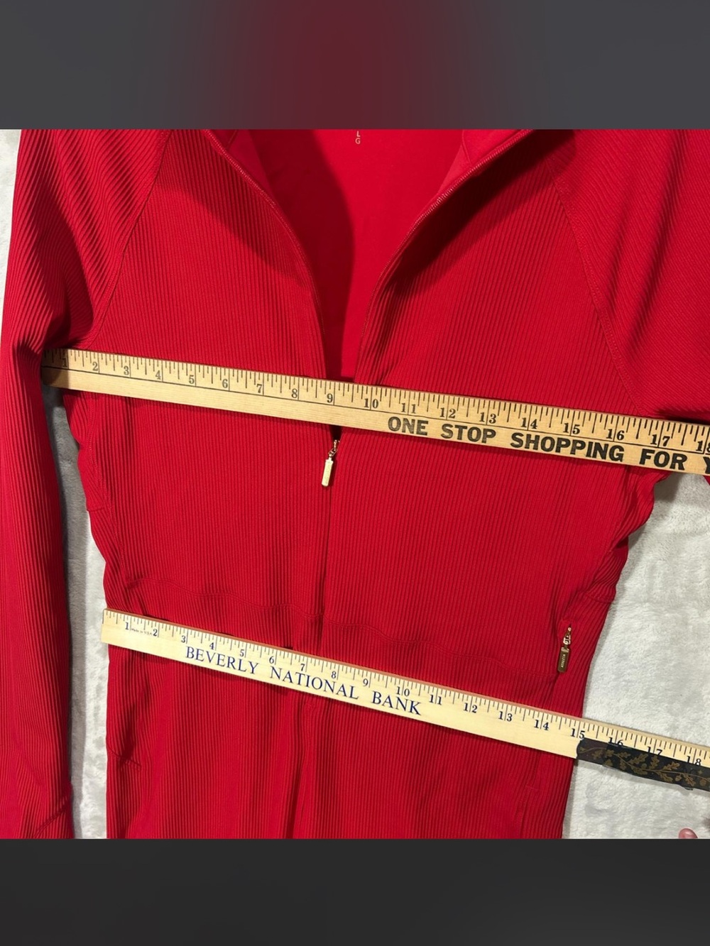 Athleta x Alicia Keys sporty preppy red Longsleeve jumpsuit with flare legs L - Picture 5 of 7